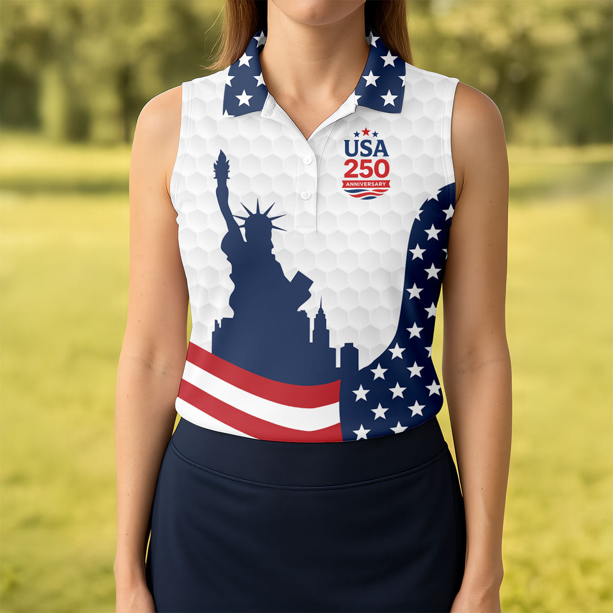 USA 250 Years Of Defending Liberty Sleeveless Polo Shirt Women's Clothing Gift Ideas For Sister