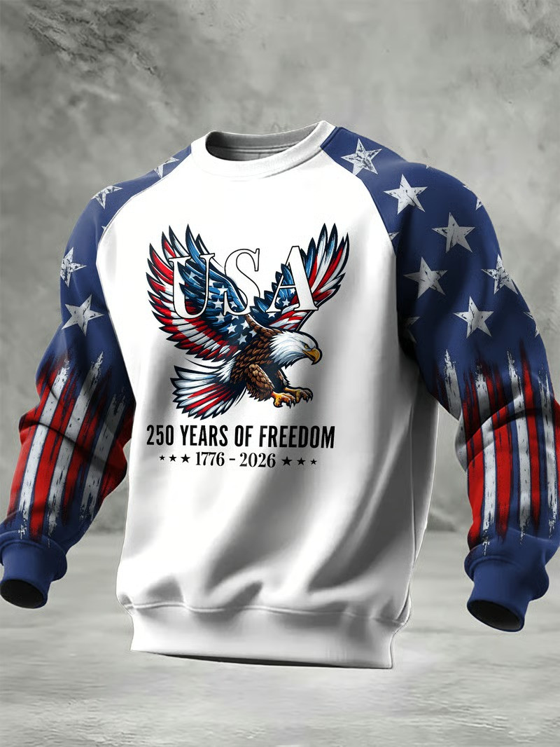 USA 250 Years Of Freedom 1776 2026 Bald Eagle Sweatshirt Patriotic Independence Day Gift For Dad