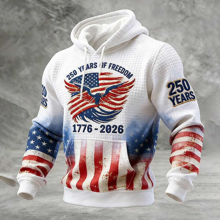USA 250 Years Of Freedom 1776 2026 Hoodie Independence Day Apparel July 4th Gift