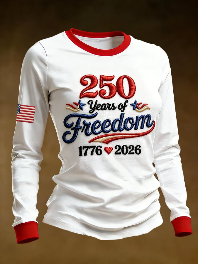 USA 250 Years Of Freedom 1776 2026 Long Sleeve Shirt Patriotic Apparel 4th Of July Gifts