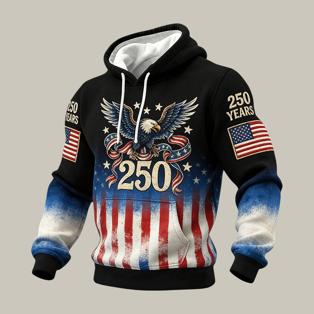 USA 250 Years Of Freedom 1776 2026 Patriotic Eagle Hoodie 4th Of July Attire Independence Day Gift