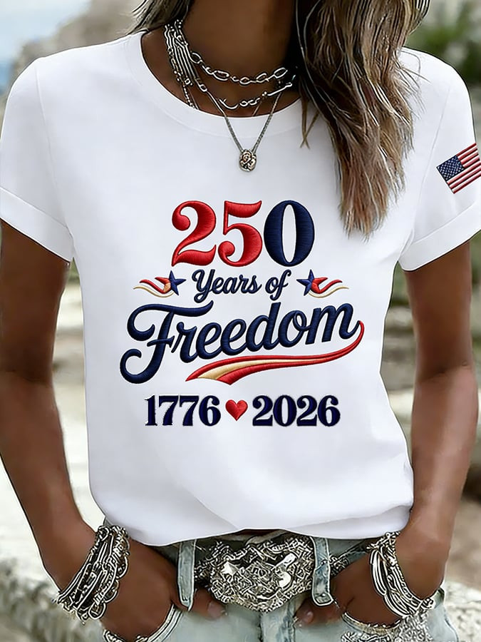 USA 250 Years Of Freedom 1776 2026 T-Shirt Independence Day 1016 Clothes Gift For Girl