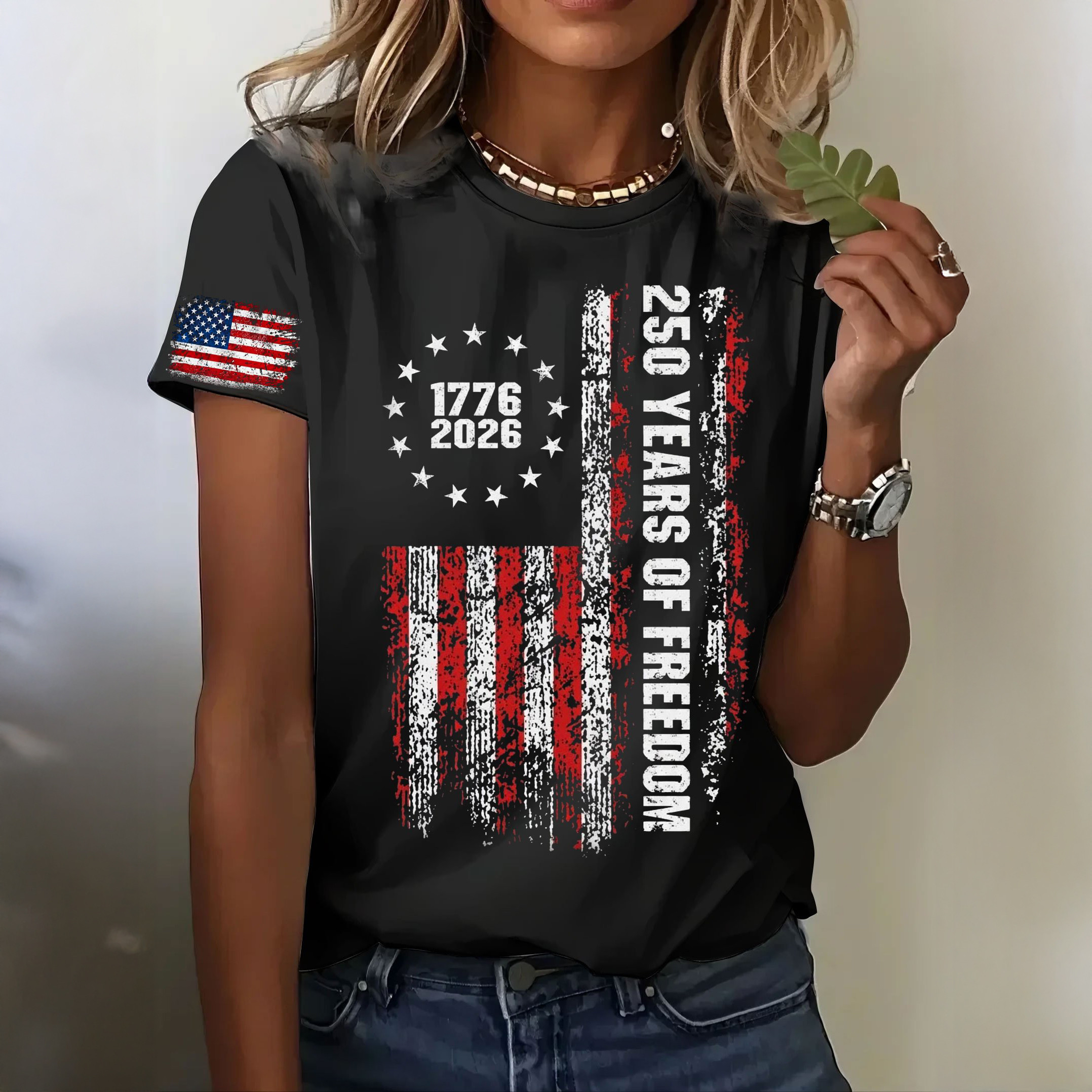 USA 250 Years Of Freedom 1776 2026 T-Shirt July 4 Outfits Present For Patriotic Sisters