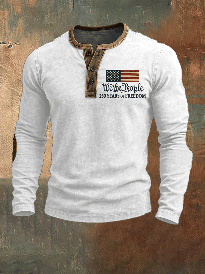 USA 250 Years Of Freedom Button Long Sleeve Shirt We The People Clothing Gifts For Patriots