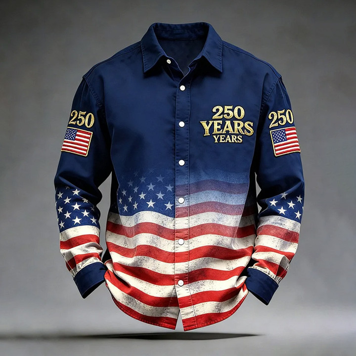 USA 250 Years Of Freedom Button Up Long Sleeve Shirt Best 4Th Of July Apparel 4th Of July Gift