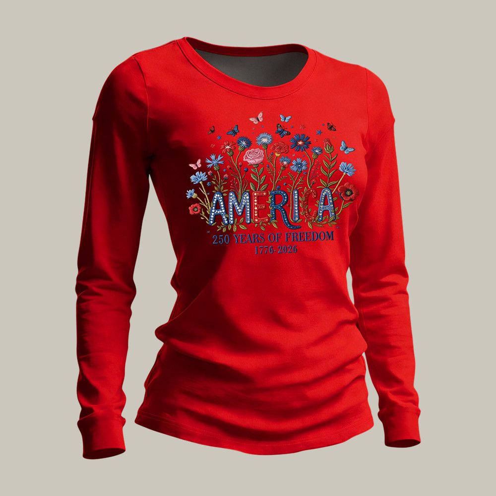 USA 250 Years Of Freedom Commemorative Long Sleeve Shirt 4th Of July Outfit Ideas