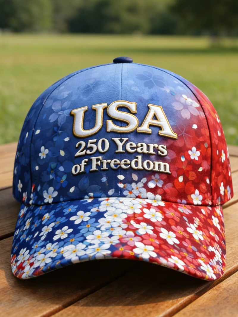 USA 250 Years Of Freedom Floral Baseball Cap Daisy Patriotic American Pride Hat Gift For Her
