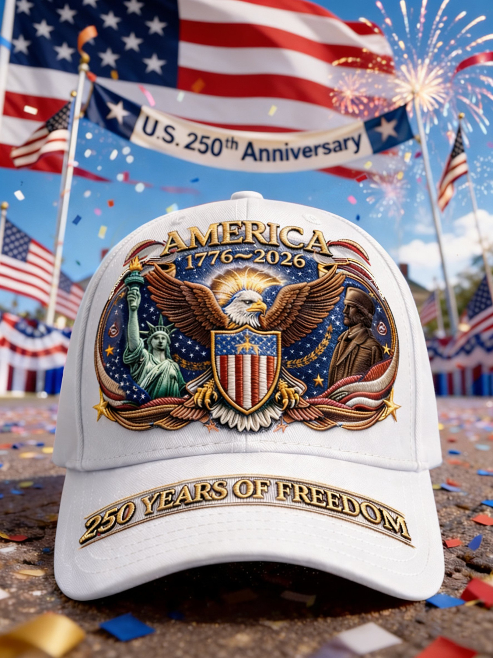 USA 250 Years Of Freedom Hat Patriotic Cap 1776 2026 Merch Dad Gifts