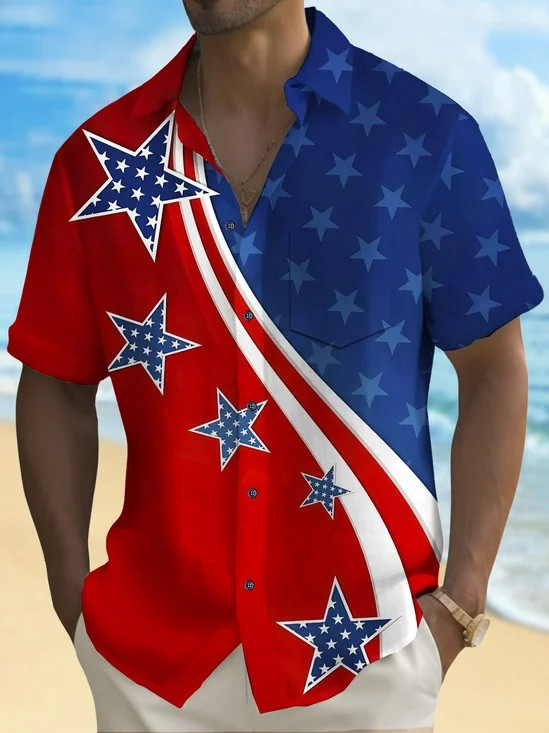 USA 250 Years Of Freedom Hawaiian Button Shirt Independence Day Apparel Gift For Men