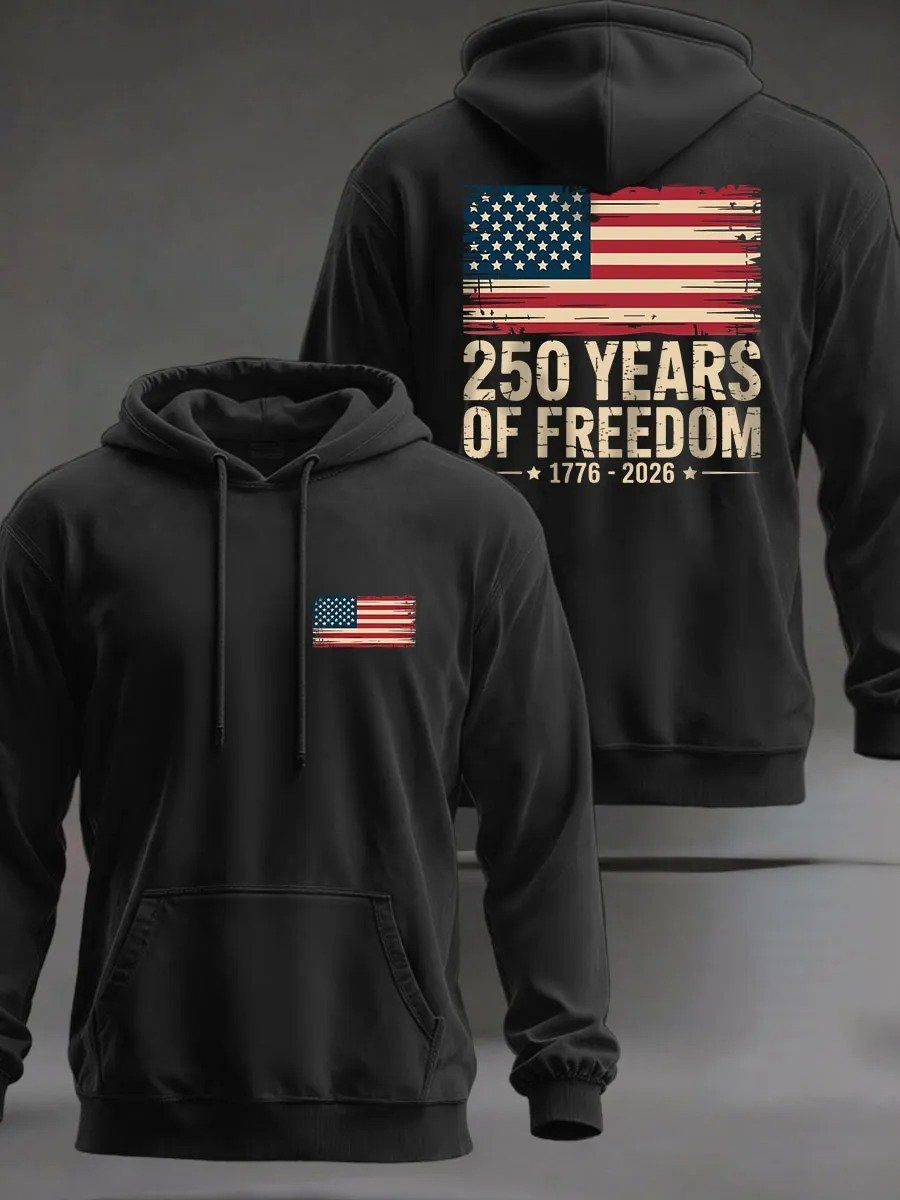 USA 250 Years Of Freedom Hoodie 1776 2026 American Flag Apparel Unique Gifts For Men