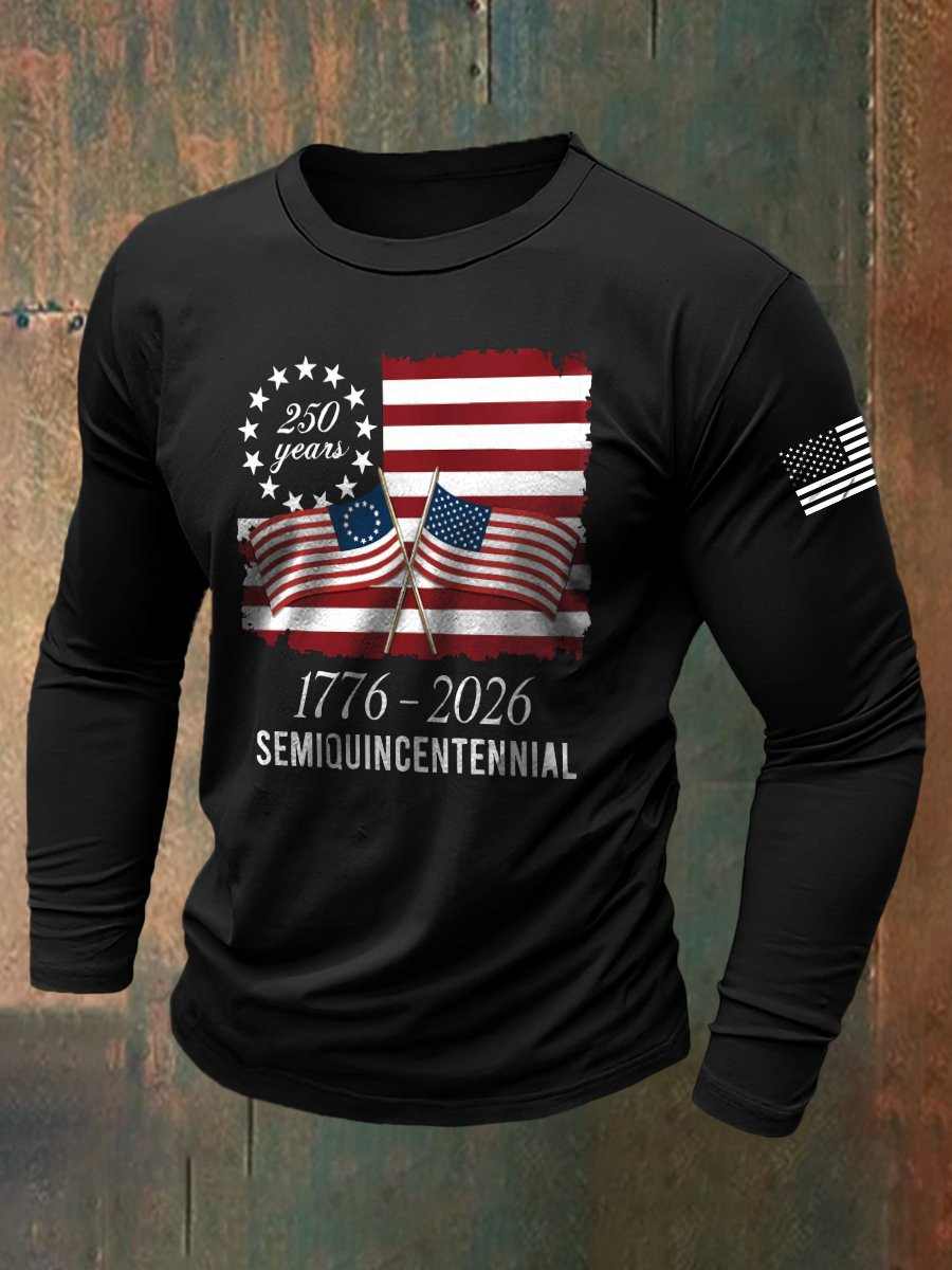 USA 250 Years Of Freedom Long Sleeve Shirt 1776 2026 Semiquincentennial Clothing Presents
