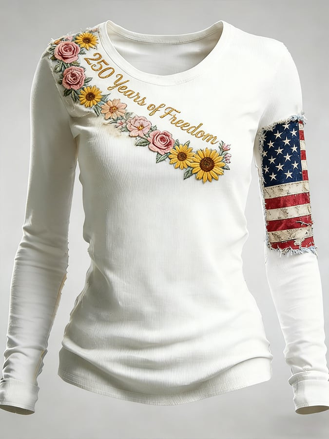 USA 250 Years Of Freedom Long Sleeve Shirt Independence Day Apparel Gift For Patriots