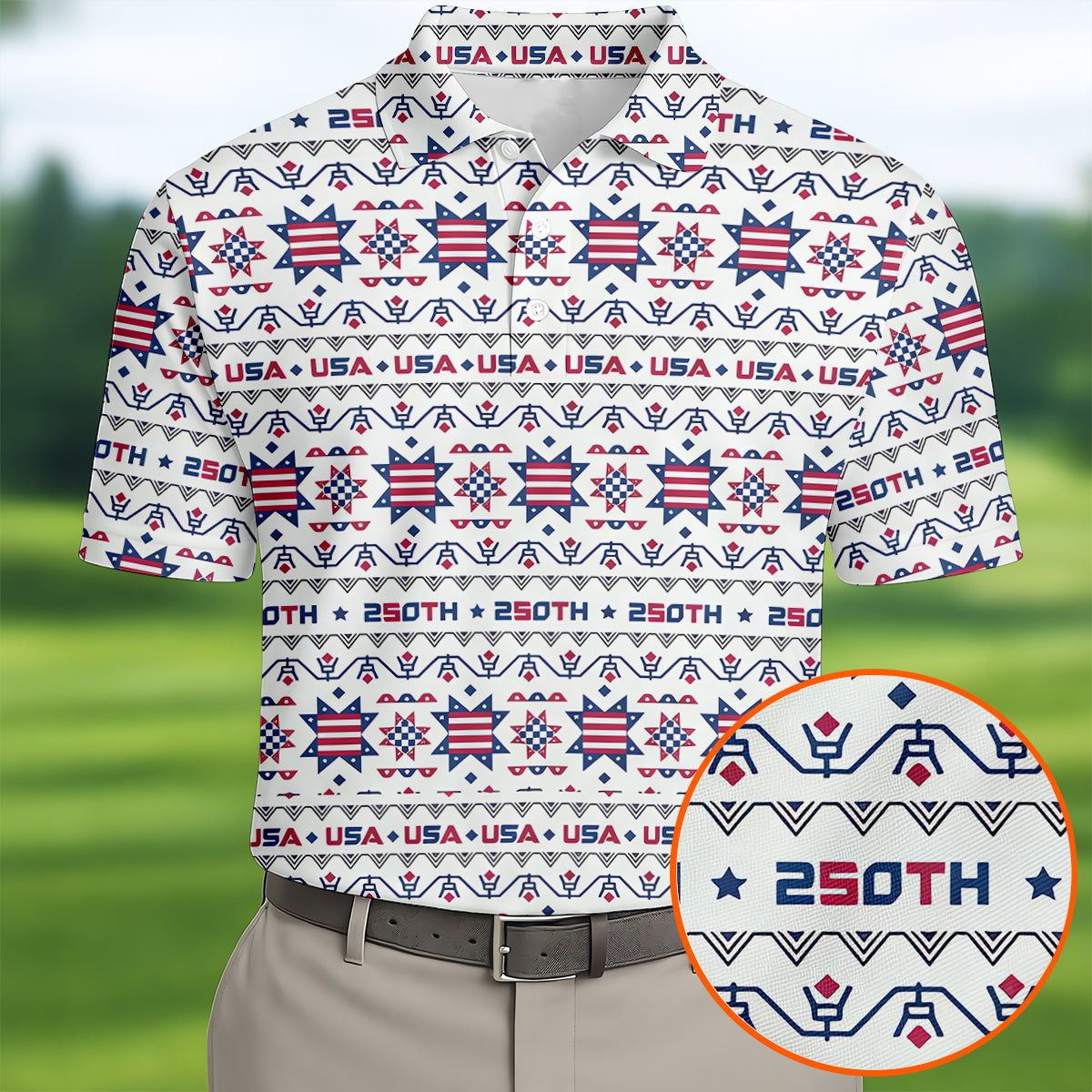 USA 250 Years Of Freedom Polo Shirt Red White Blue Ohio Star Quilt 4th Of July Patriotic Clothing