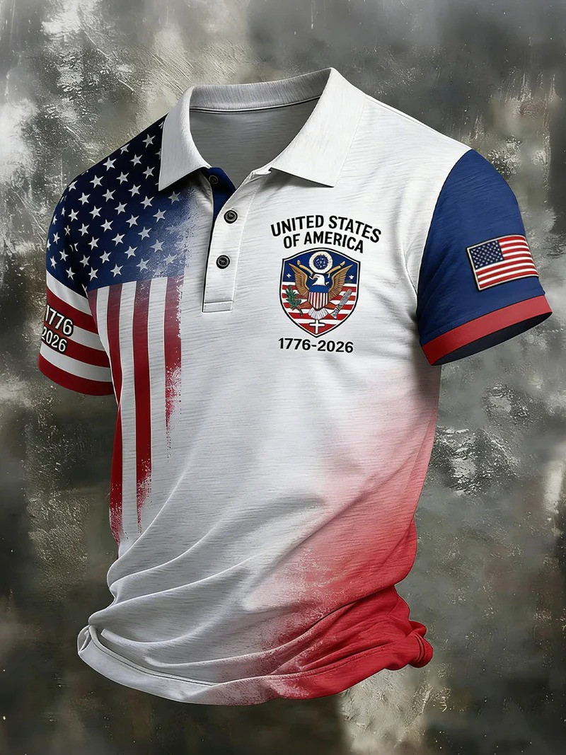 USA 250 Years Of Freedom Polo Shirt USA 1776 2026 Patriotic Flag Clothes Gift For Dad