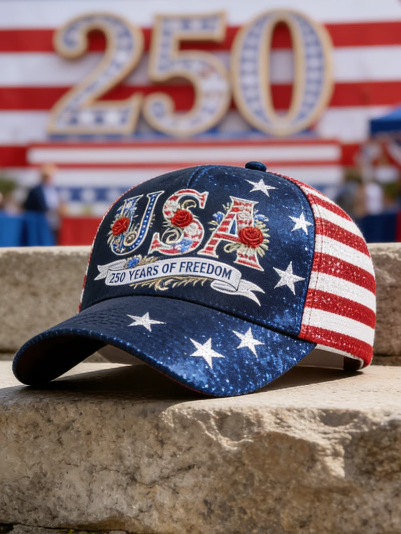 USA 250 Years Of Freedom Rose Baseball Cap Stars Stripes Patriotic Hat Gift For Men