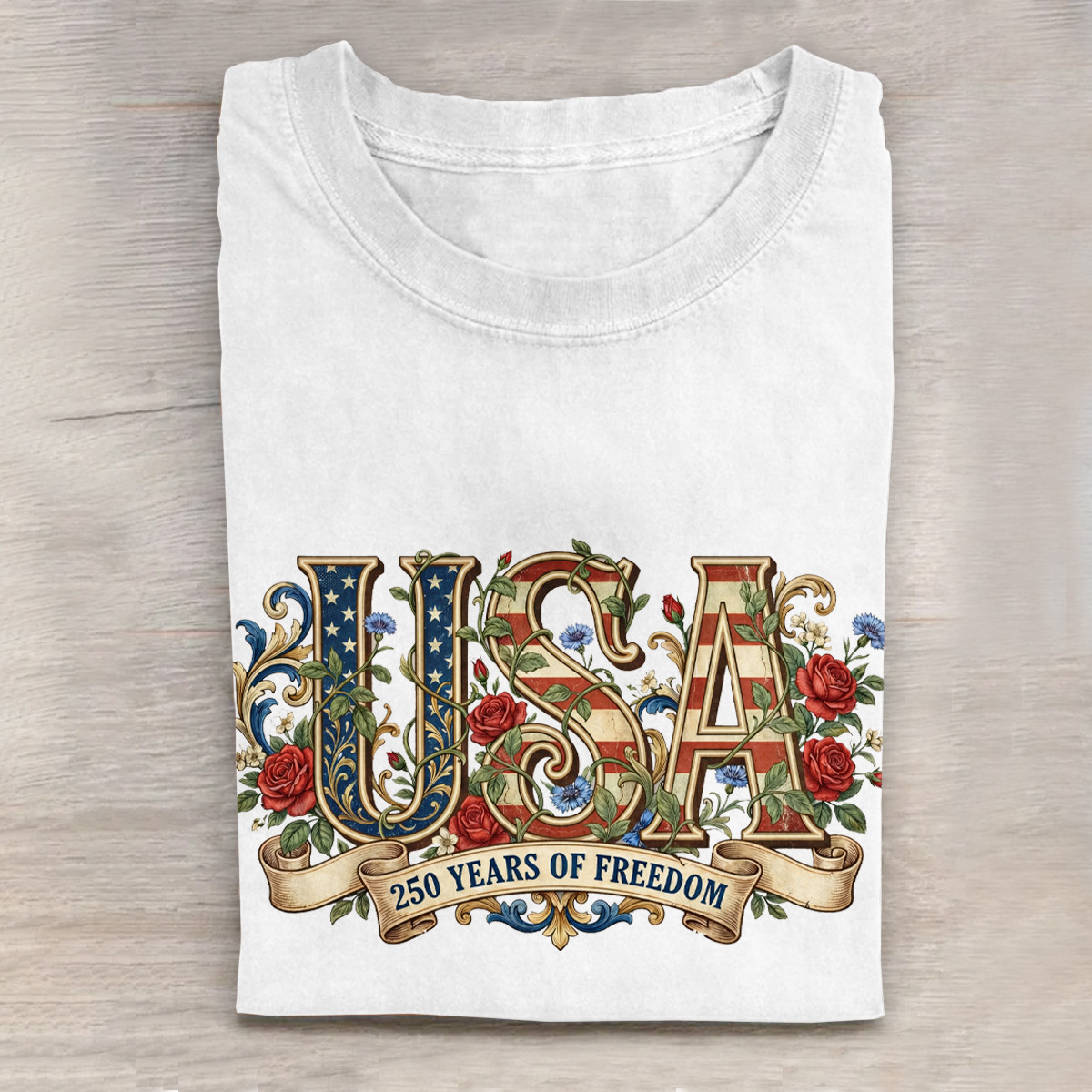 USA 250 Years Of Freedom T-Shirt Independence Day 2026 Clothes Freedom Merch