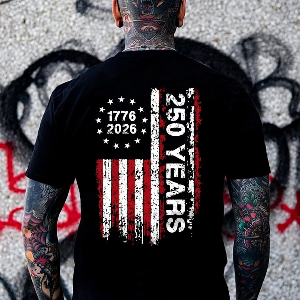USA 250 Years Of Freedom T-Shirt Semiquincentennial 1776 2026 Clothing Gift For Men