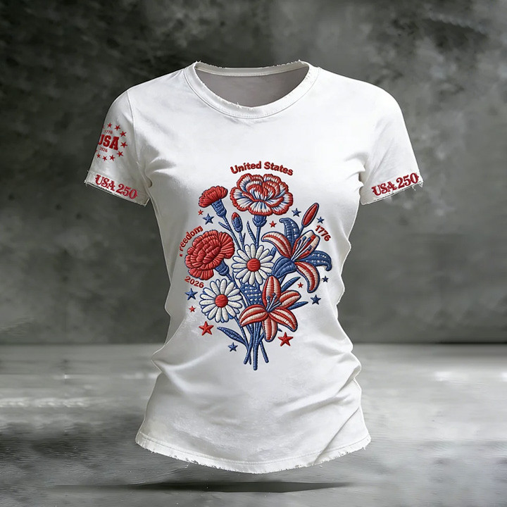 USA 250 Years Of Freedom T-Shirt Semiquincentennial Merch Patriotic Gift For Girlfriend