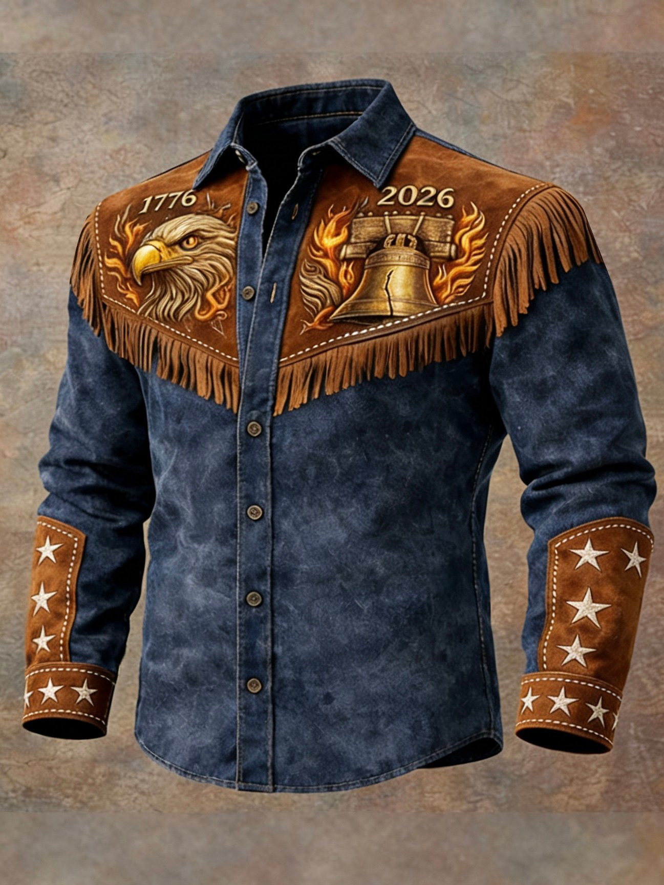 USA 250 Years Of Freedom Western Style Long Sleeve Button Up Shirt Patriotic Men's Apparel