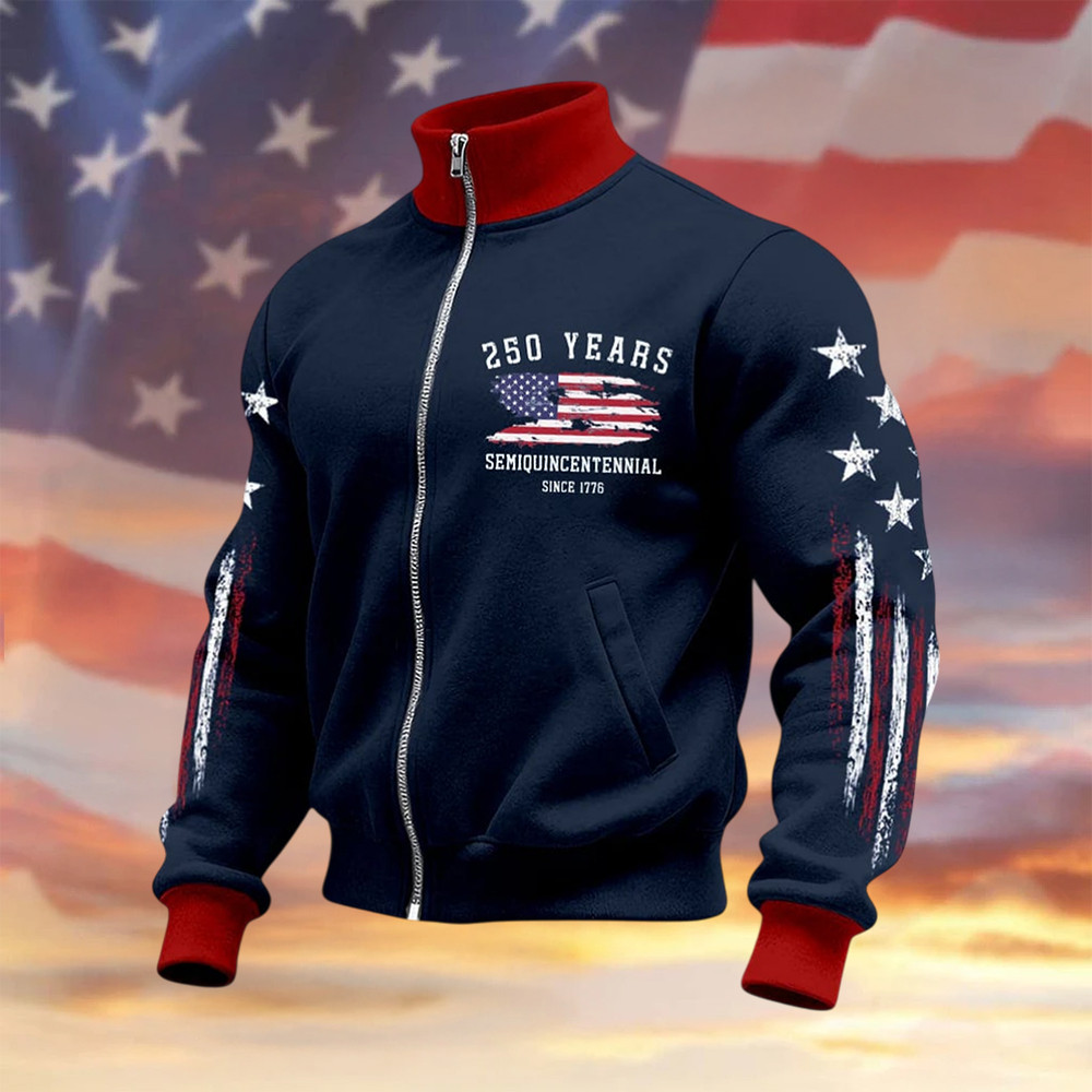 USA 250 Years Of Freedom Zip Sweatshirt 4Th Of July Outfits Patriotic Present