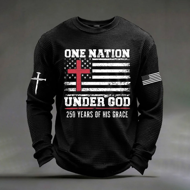 USA 250 Years Of His Grace Long Sleeve Shirt One Nation Under God Merch July 4th Present