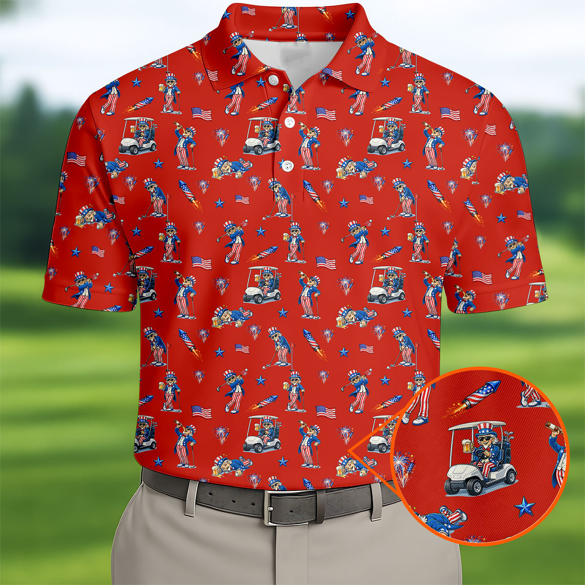 USA 250 Years Of Independence Polo Shirt Funny Man Golf And Beer Apparel Patriots Gifts For Dad