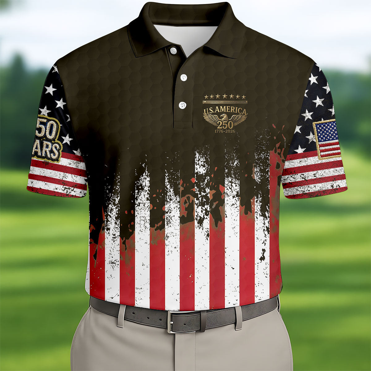 USA 250 Years Of Independence Polo Shirt Patriotic Mens Apparel Father's Day Present Ideas