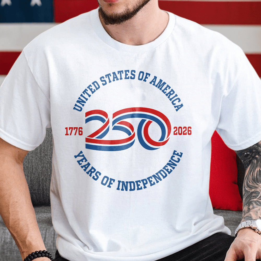 Usa 250 Years Of Independence T-Shirt Fourth Of July Clothes Patriotic Men Gifts