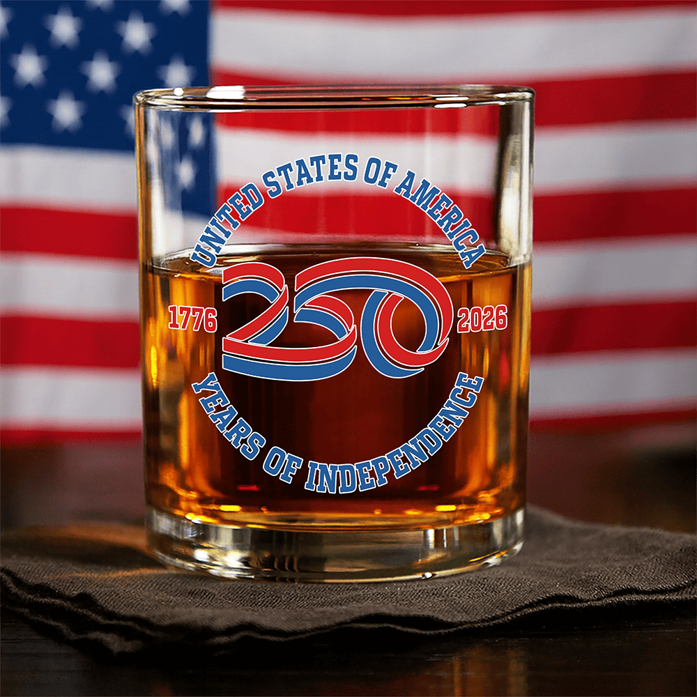 USA 250 Years Of Independence Whiskey Glass Patriotic Glass Gift For Father