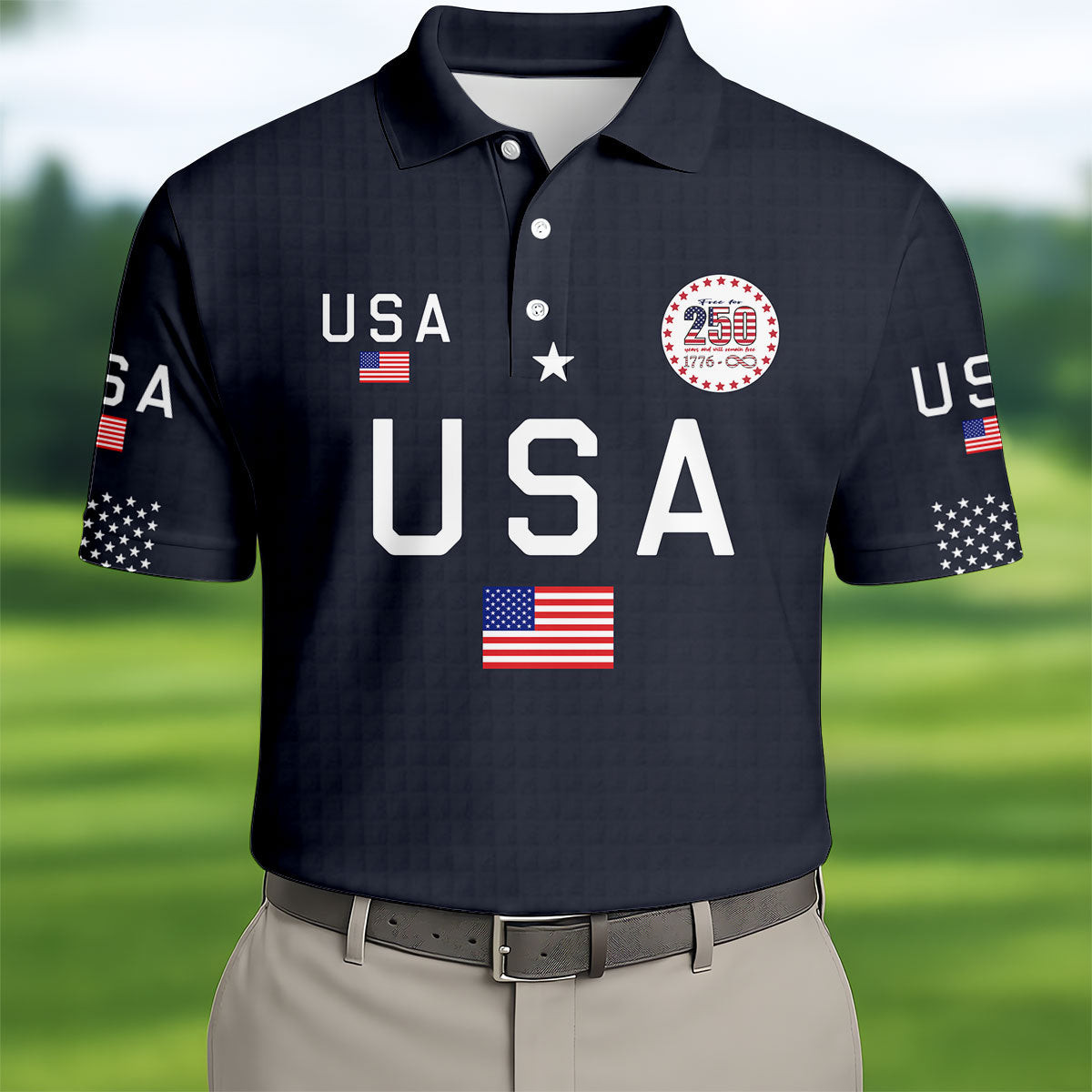USA 250 Years Patriotic Golf Polo Shirt 4Th Of July Golf Shirt Golf Gifts For Men