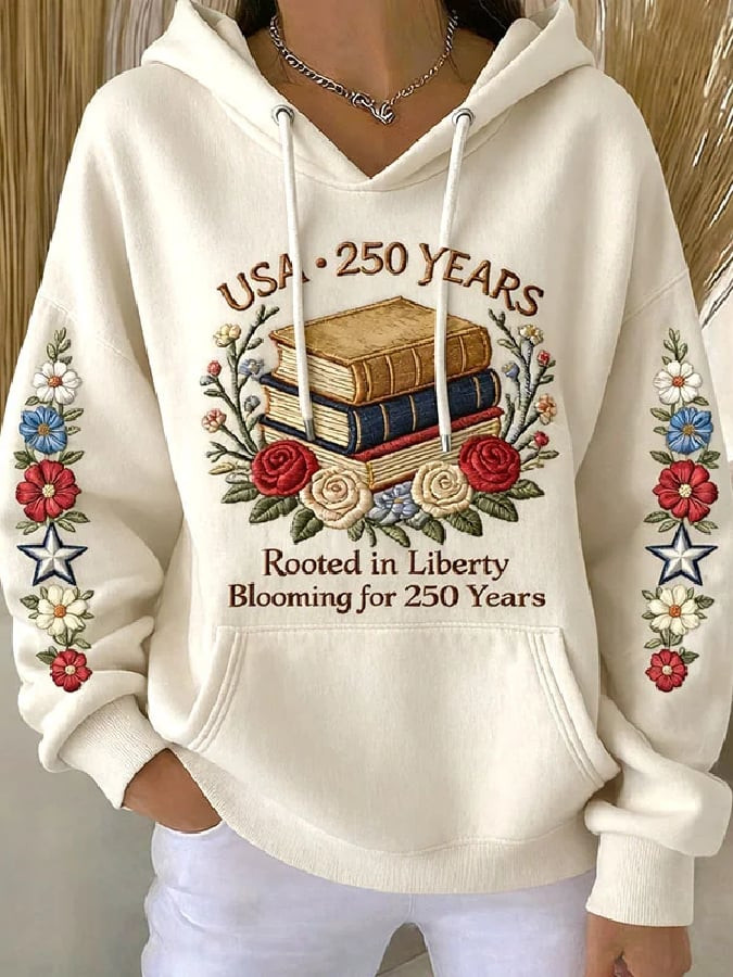 USA 250 Years Rooted In Liberty Floral Hoodie American 250 Years Birthday Apparel Gift For Her USA 250 Years Rooted In Liberty Floral Hoodie American 250 Years Birthday Apparel Gift For Her