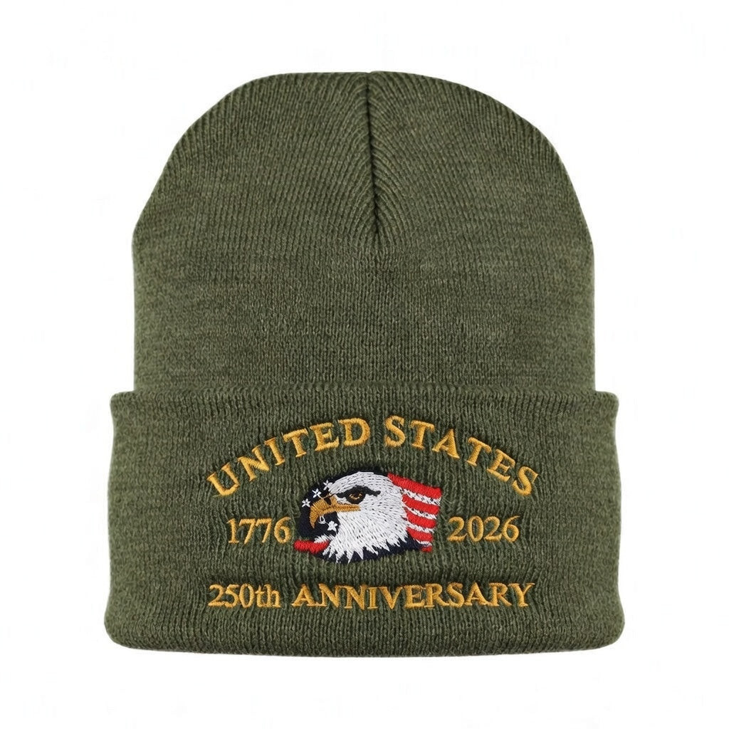 USA 250 Years Strong Bald Eagle Beanie Hat Patriotic Merchandise Gifts For Patriotic Dad