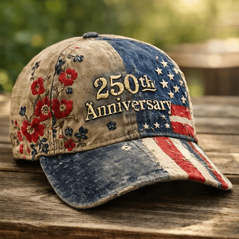 USA 250Th Anniversary 1776 2026 American Flag Vintage Hat Poppy Flower Baseball Cap