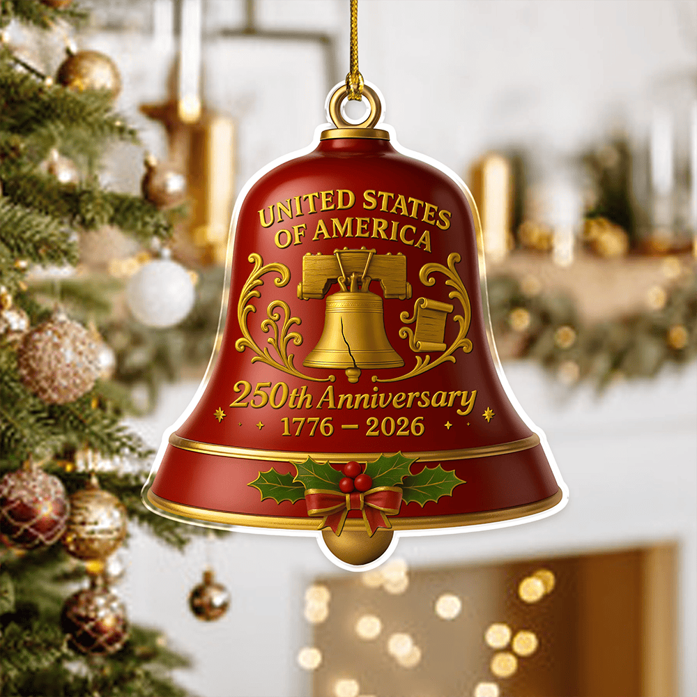 USA 250th Anniversary 1776 2026 Bell Ornament Patriotic Holiday Fourth Of July Ornament