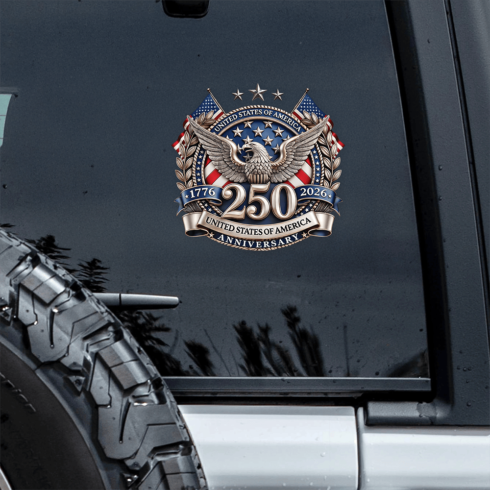 USA 250th Anniversary 1776 2026 Car Window Sticker Independence Day Decal