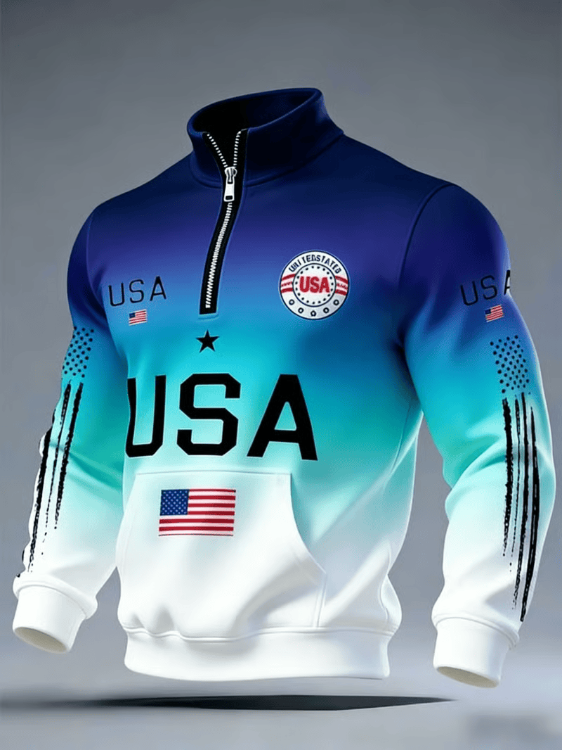 USA 250th Anniversary 1776 2026 Collar Zippered Hoodie Patriotic Flag Pullover Best Gift For All Family