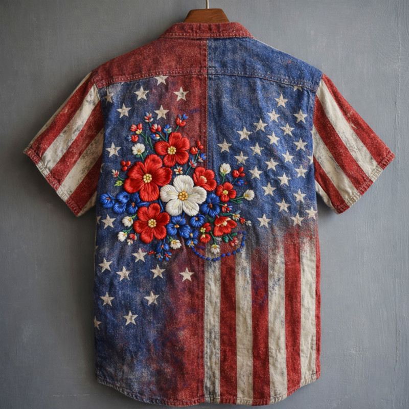 USA 250Th Anniversary 1776 2026 Floral Button Shirt Semiquincentennial Clothes July 4th Present