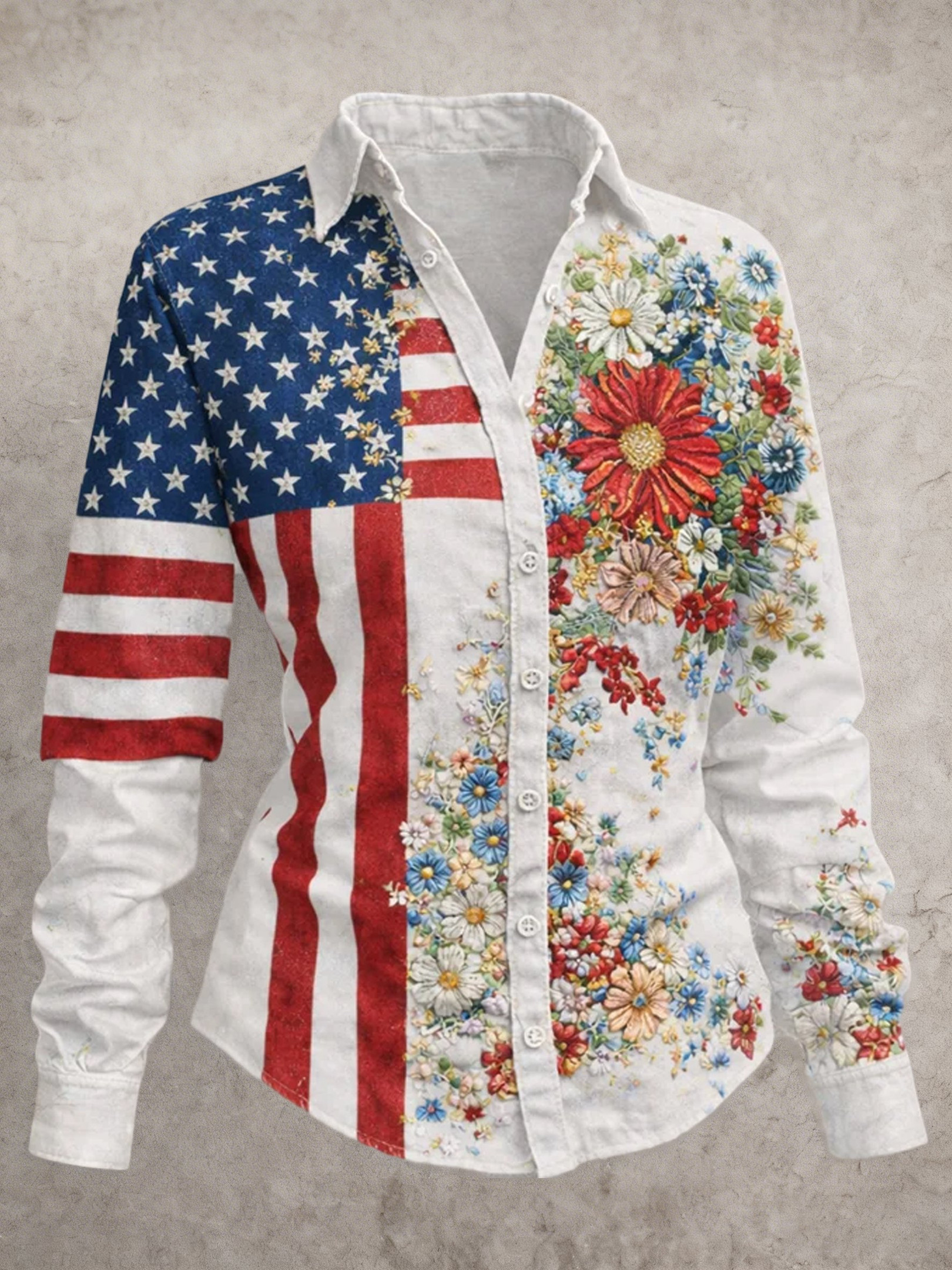 USA 250Th Anniversary 1776 2026 Floral Button Up Long Sleeve Independence Day Apparel USA 250Th Anniversary 1776 2026 Floral Button Up Long Sleeve Independence Day Apparel