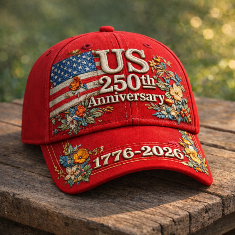 USA 250Th Anniversary 1776 2026 Floral Hat Best 4Th Of July Baseball Cap Patriotic Gift Ideas