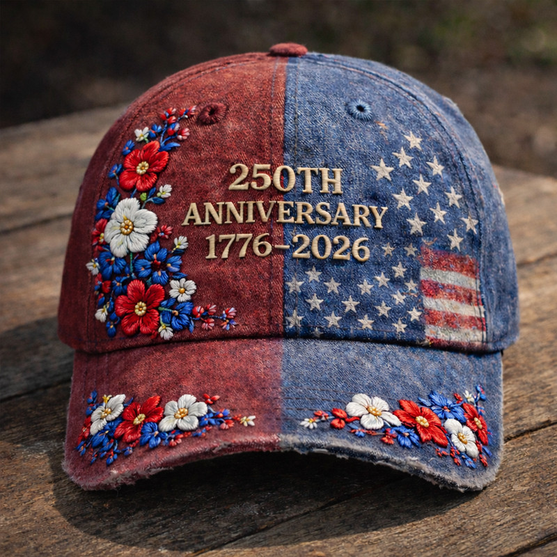 USA 250Th Anniversary 1776 2026 Floral Hat Fourth Of July Cap America's Birthday Gift
