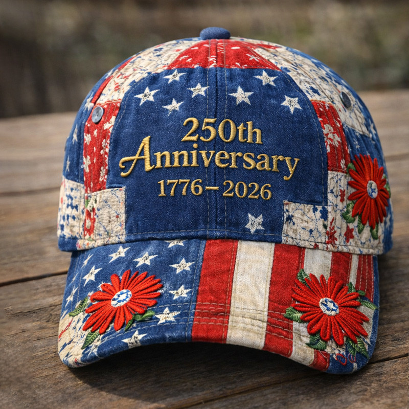 USA 250Th Anniversary 1776 2026 Floral Hat Independence Day 2026 Baseball Cap
