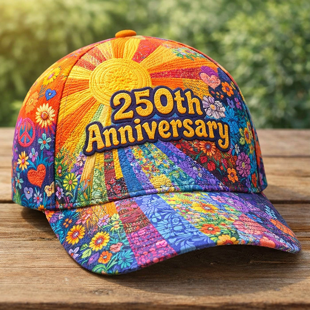 USA 250Th Anniversary 1776 2026 Hat Hippie Themed America's Birthday Baseball Cap