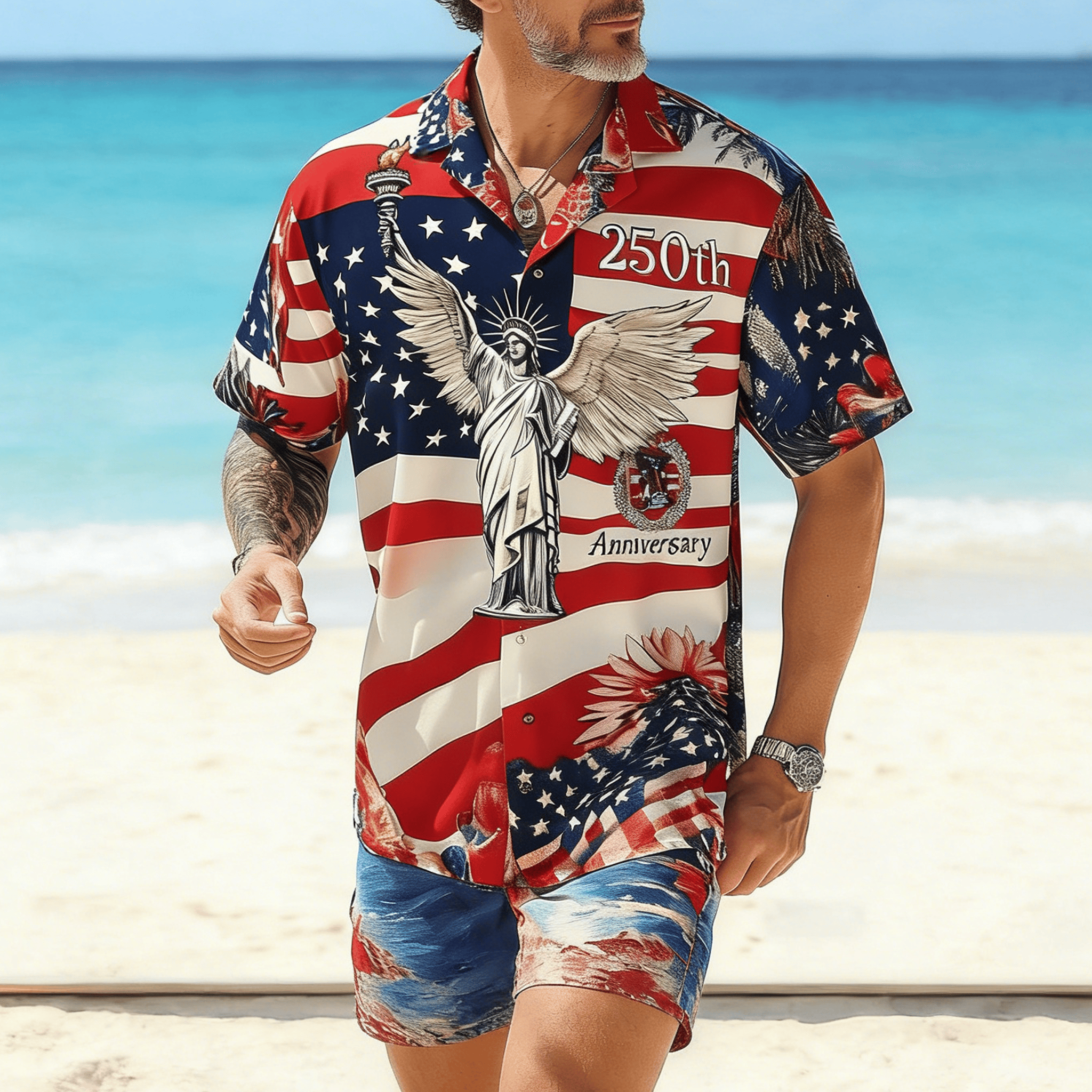 USA 250th Anniversary 1776 2026 Hawaiian Shirt Independence Day Clothes