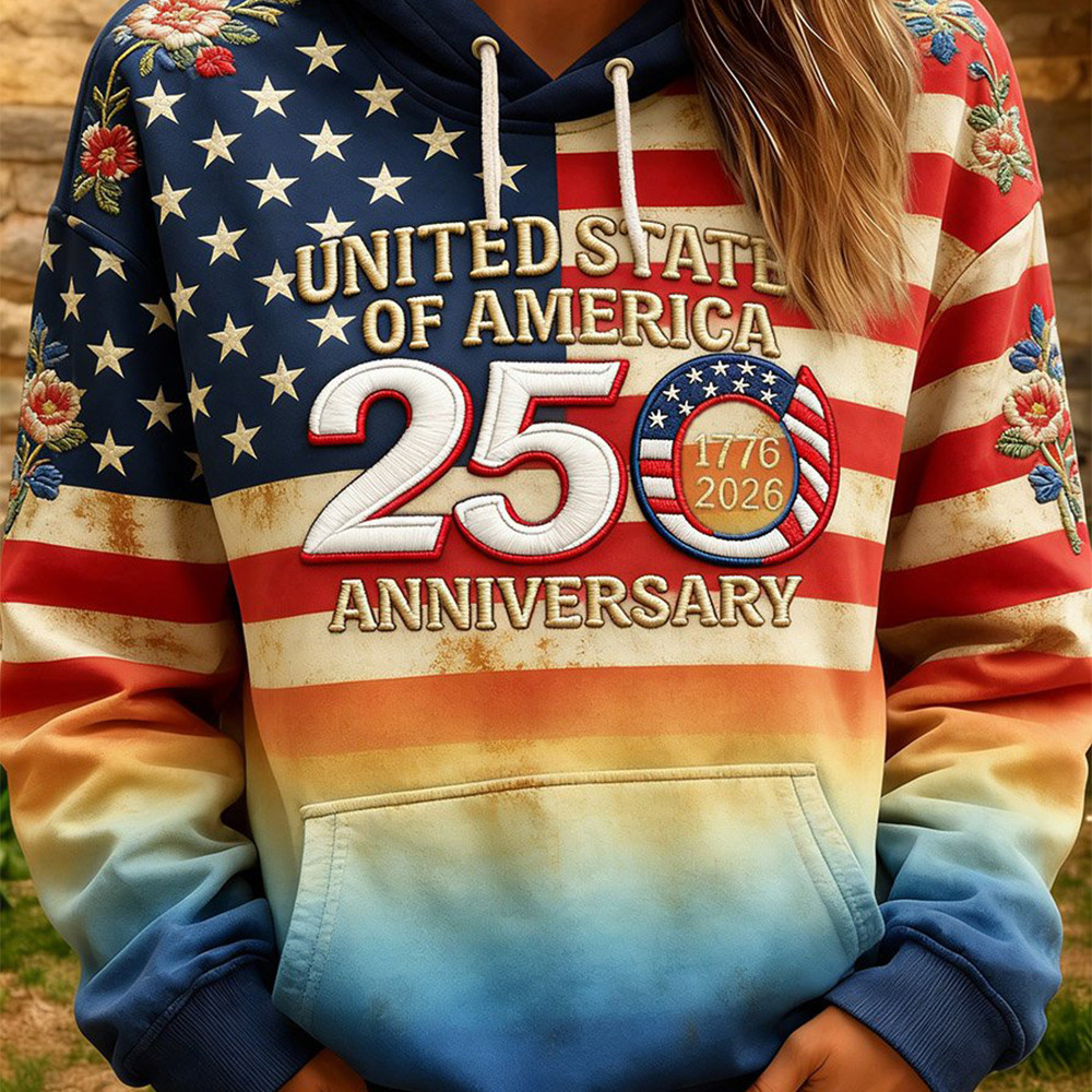 USA 250Th Anniversary 1776 2026 Hoodie American Flag Apparel Unique Gifts For Girlfriend