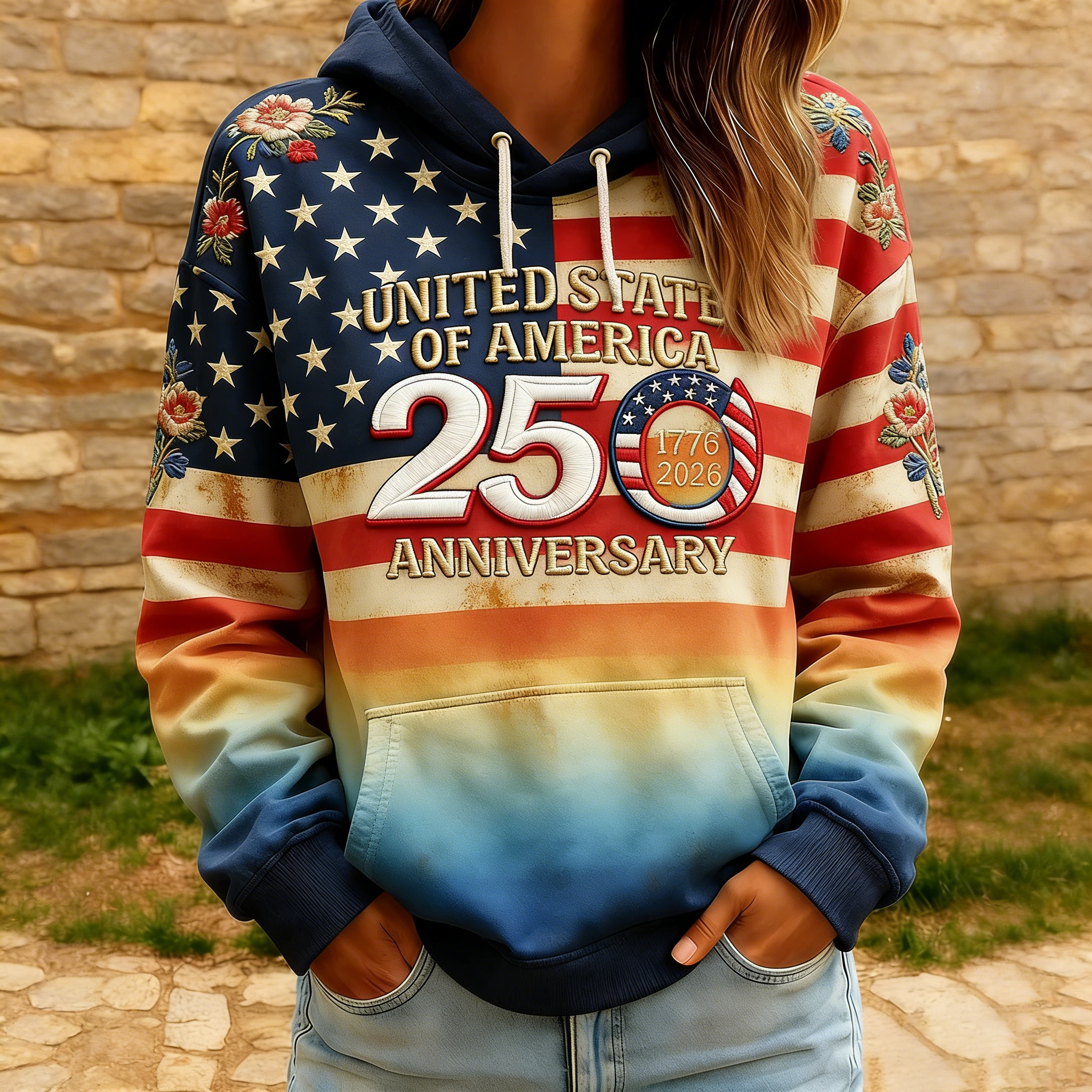 USA 250Th Anniversary 1776 2026 Hoodie Fourth Of July Clothing America's Birthday Present