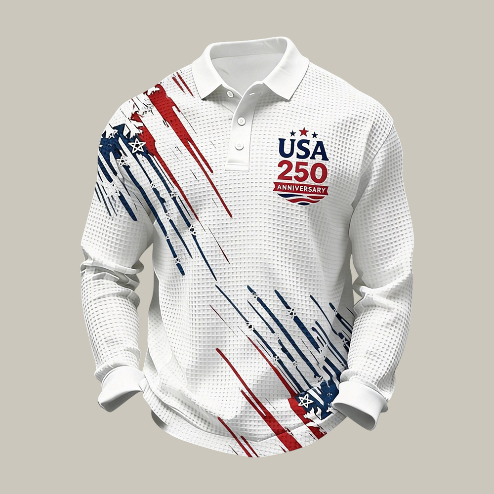 USA 250th Anniversary 1776 2026 Polo Long Sleeve Shirt Fourth Of July Clothing Gift For Patriots