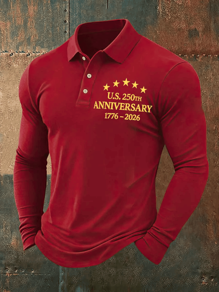 USA 250th Anniversary 1776 2026 Polo Long Sleeve Shirt Independence Day 2026 Clothing Gift
