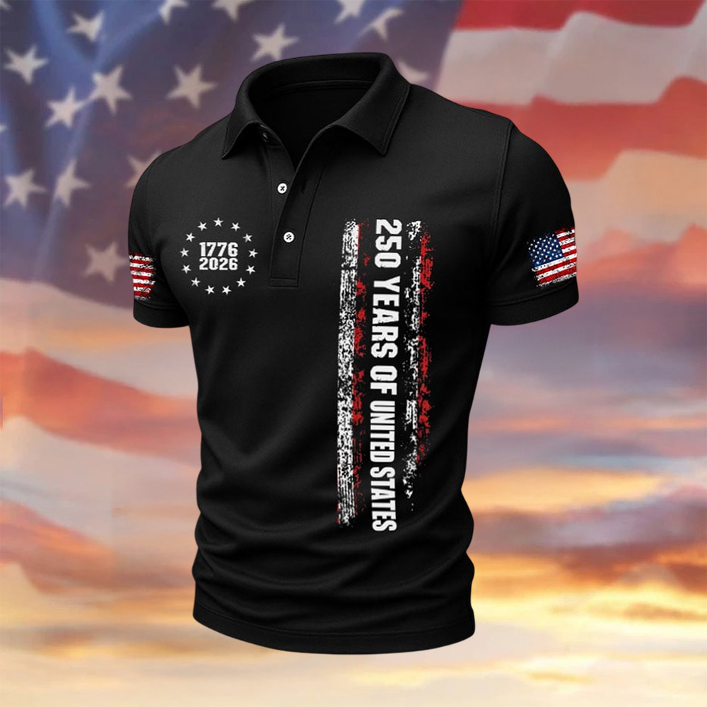 USA 250th Anniversary 1776 2026 Polo Shirt American 250 Years Birthday Clothes Patriotic Gifts