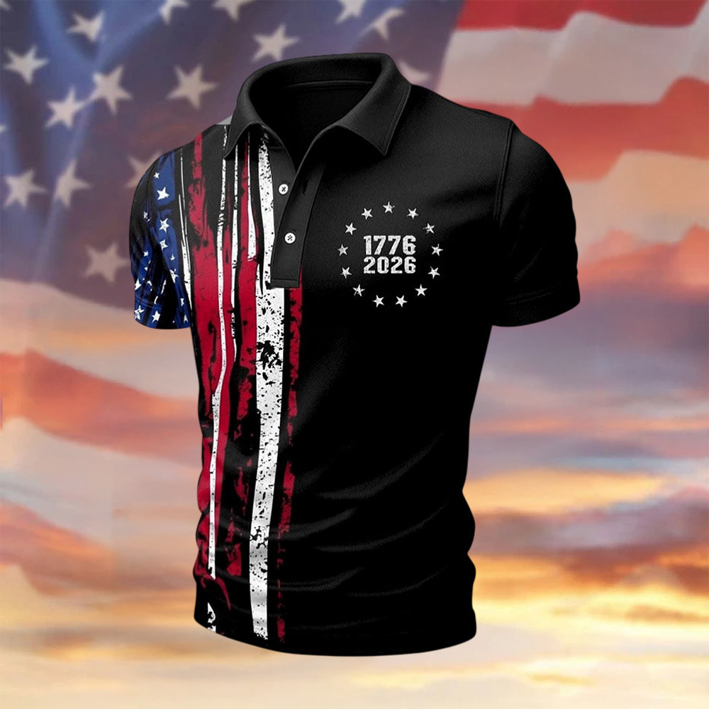 USA 250th Anniversary 1776 2026 Polo Shirt Independence Day 2026 Clothes Patriotic Gift