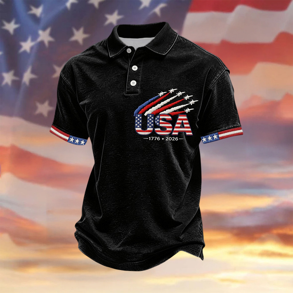 USA 250Th Anniversary 1776 2026 Polo Shirt Patriotic Clothes Present For Husband